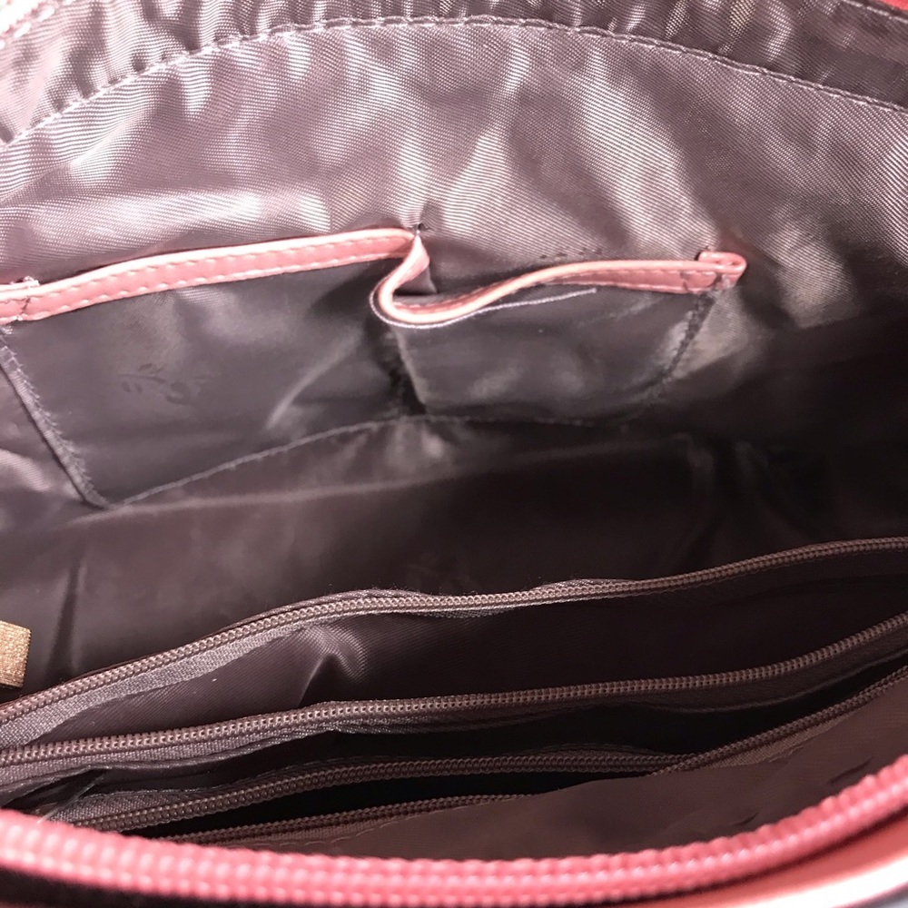 pink leather double handle satchel - Picture 7 of 10